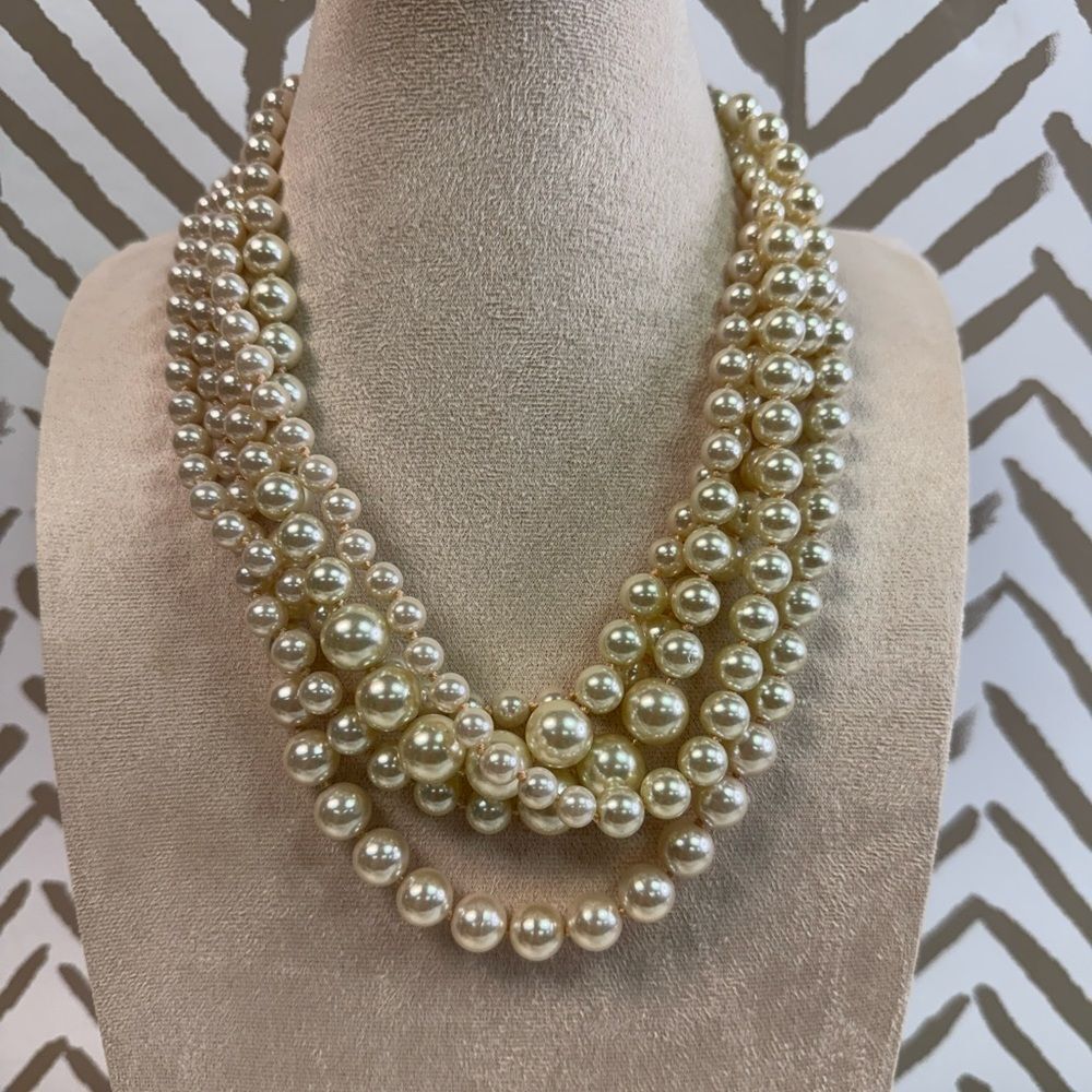 J Crew 5 Strand Pearl Statement Necklace